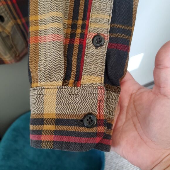 Orvis Big Bear Plaid Flannel Shirt Mens Size Medium Heavyweight Double Brushed - Picture 6 of 12